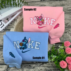 Stitch And Angel Cartoon Embroidered Sweatshirt Fashion Style For Couple