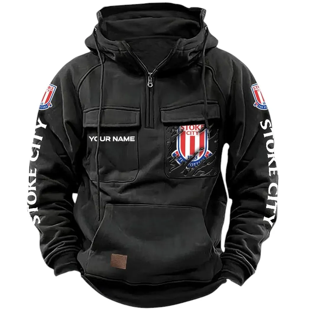 Stoke City Hoodie  Tactical Quarter Zip, All Over Print Hoodie Stoke City EPL17042625365 - Black