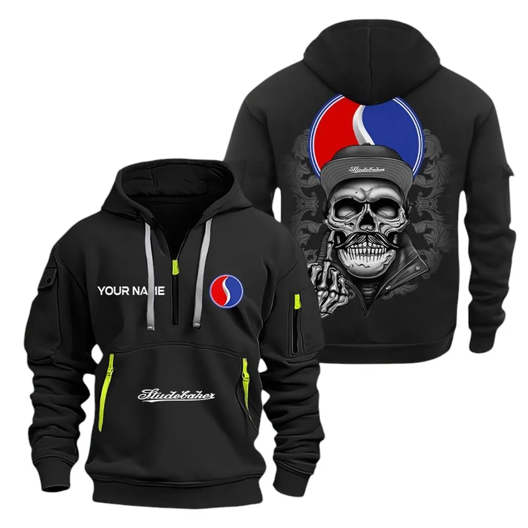 Studebaker Half Zip Hoodie For Men, Gift For Studebaker Fan CAR166022625172 - Black