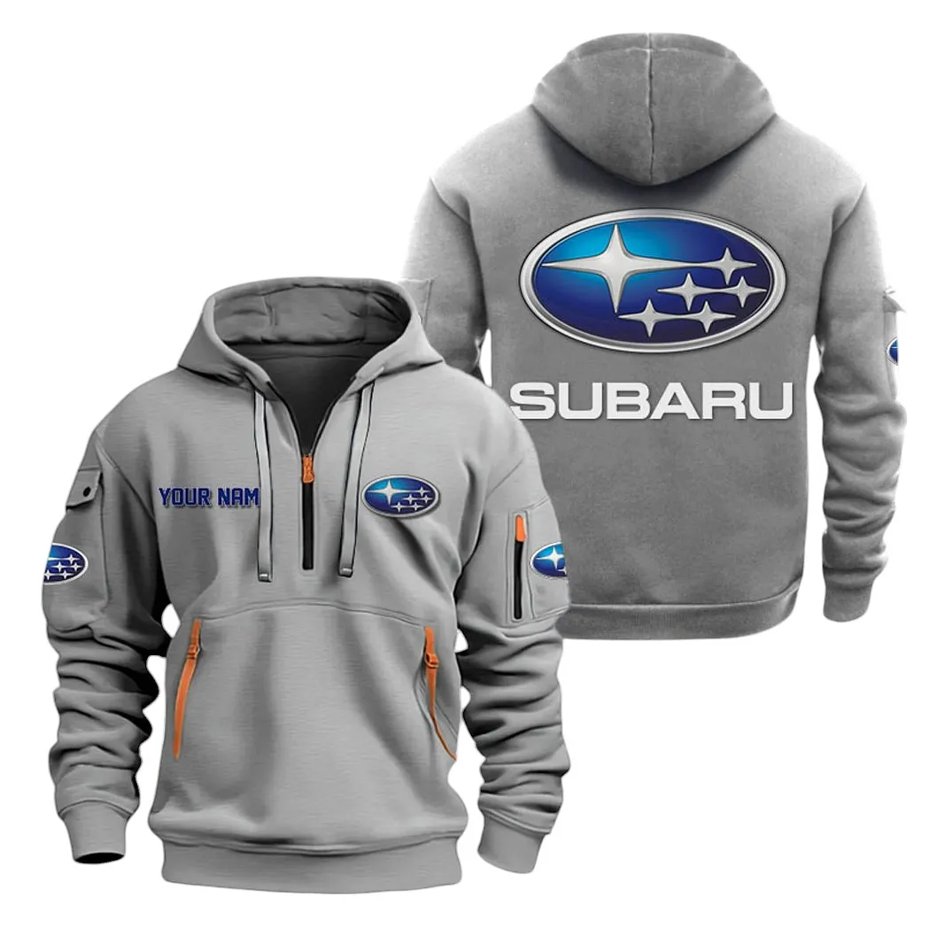 Subaru Half Zip Hoodie For Men, Gift For Subaru Lovers CAR20022125682 - Gray