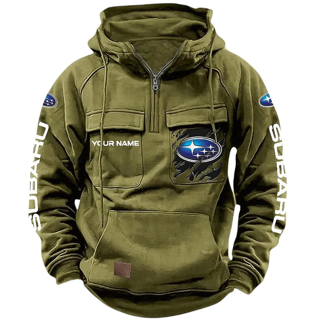 Subaru Hoodie Tactical Quarter Zip, Gift For Subaru Lovers CAR164022425163 - Army Green