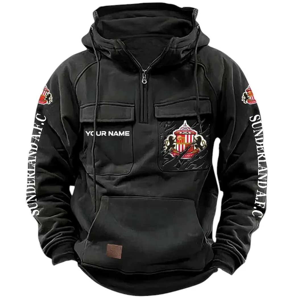 Sunderland Hoodie  Tactical Quarter Zip, All Over Print Hoodie Sunderland EPL17042625344 - Black