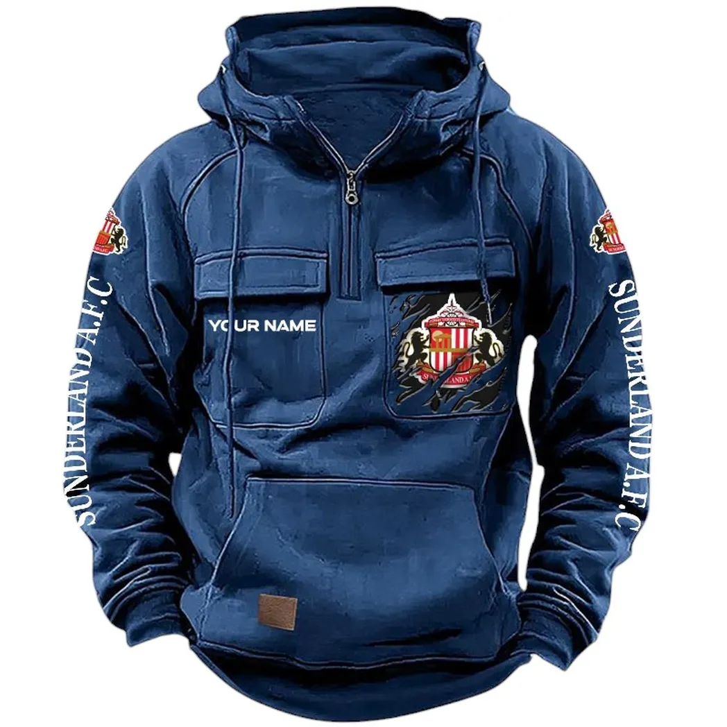 Sunderland Hoodie  Tactical Quarter Zip, All Over Print Hoodie Sunderland EPL17042625344 - Dark Blue