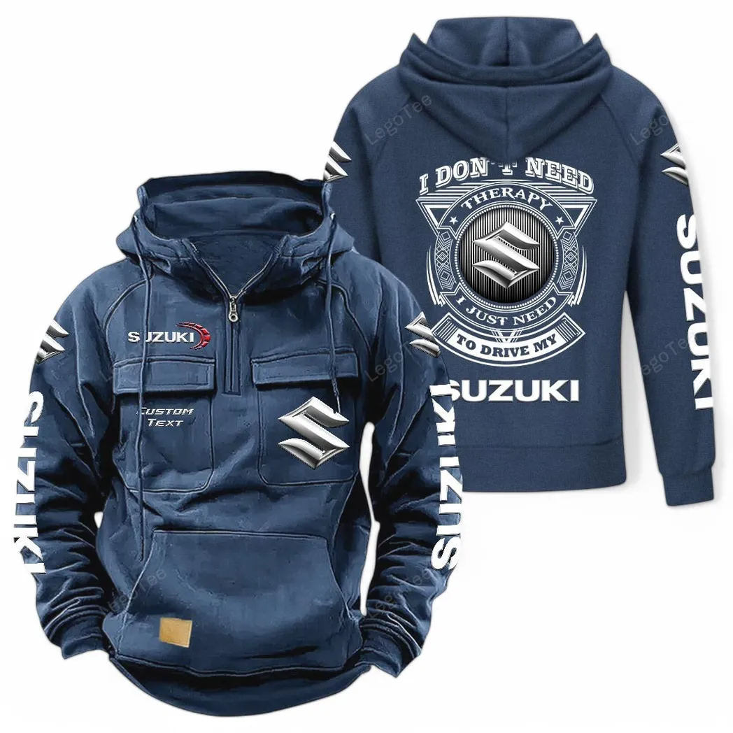 Suzuki Tactical Quarter Zip Hoodie CAR106021525025, Gifts For Men, Him, Husband, Boyfriend - Dark Blue