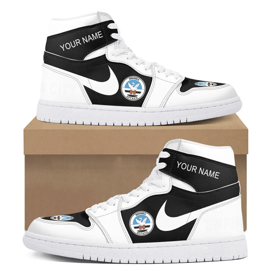 Swansea City Air Jordan 1 High Sneakers, Nike Sneakers For Swansea City Fans EPL16042525695