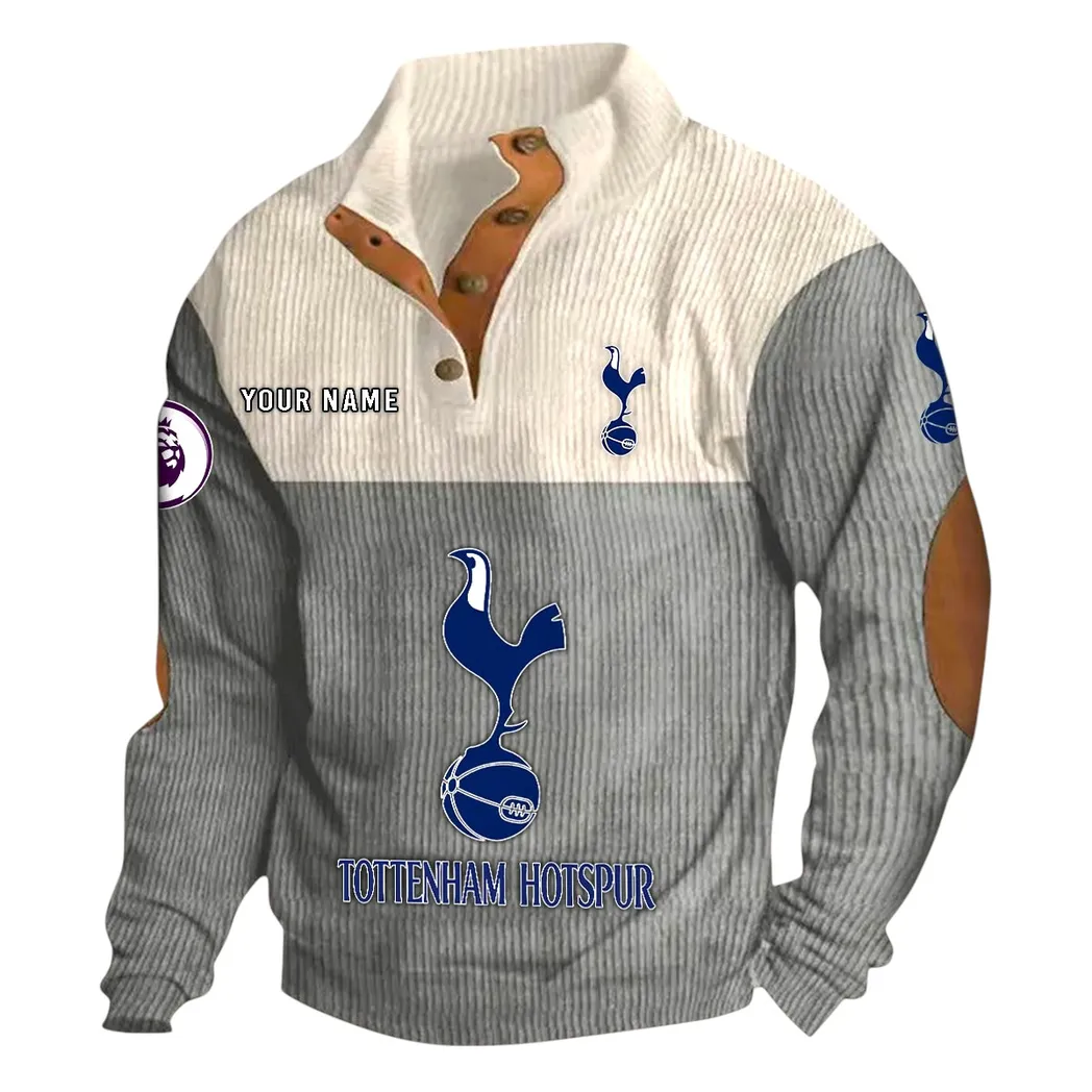 Tottenham Hotspur  EPL Stand Up Collar Base Shirt SPO0820013, Gift For Fan Tottenham Hotspur  - Gray