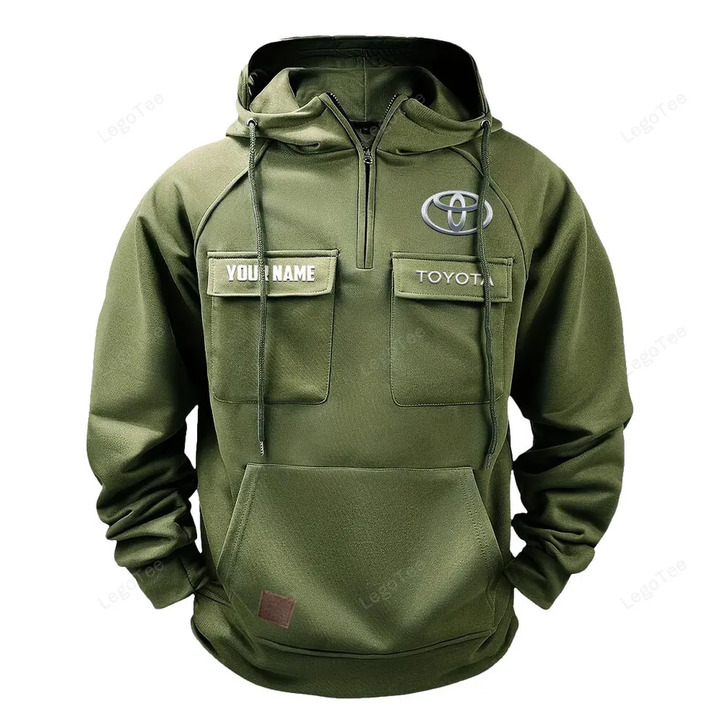 Toyota Tactical Quarter Zip Hoodie, Gift For Toyota Lovers, Gift For Him, Husband, Boyfriend - Army Green CAR109021425391-1
