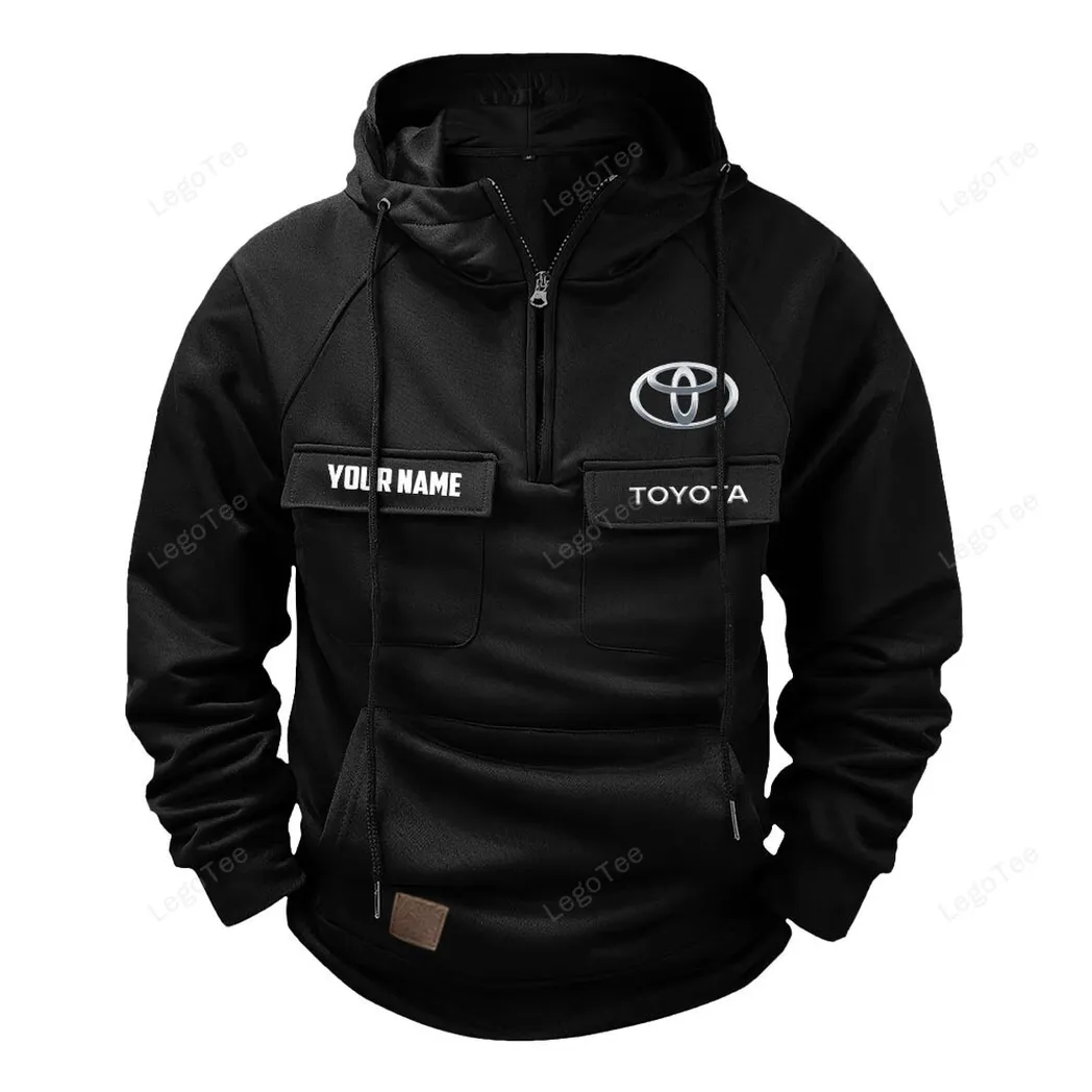 Toyota Tactical Quarter Zip Hoodie, Gift For Toyota Lovers, Gift For Him, Husband, Boyfriend - Black CAR109021425391-2