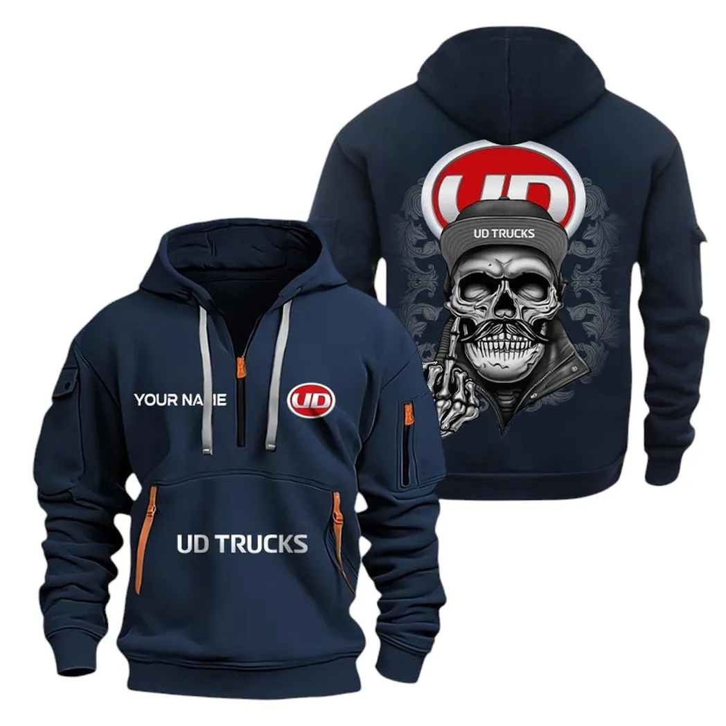 UD Trucks Half Zip Hoodie For Men, Gift For UD Trucks Fan CAR166022625229 - Navy