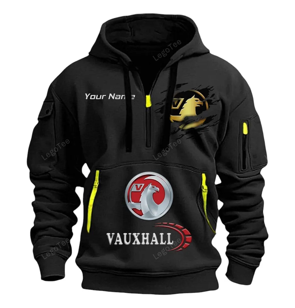 Vauxhall Half Zip Hoodie CAR113021425838, Best Gift for Him, Husband, Boyfriend - Black