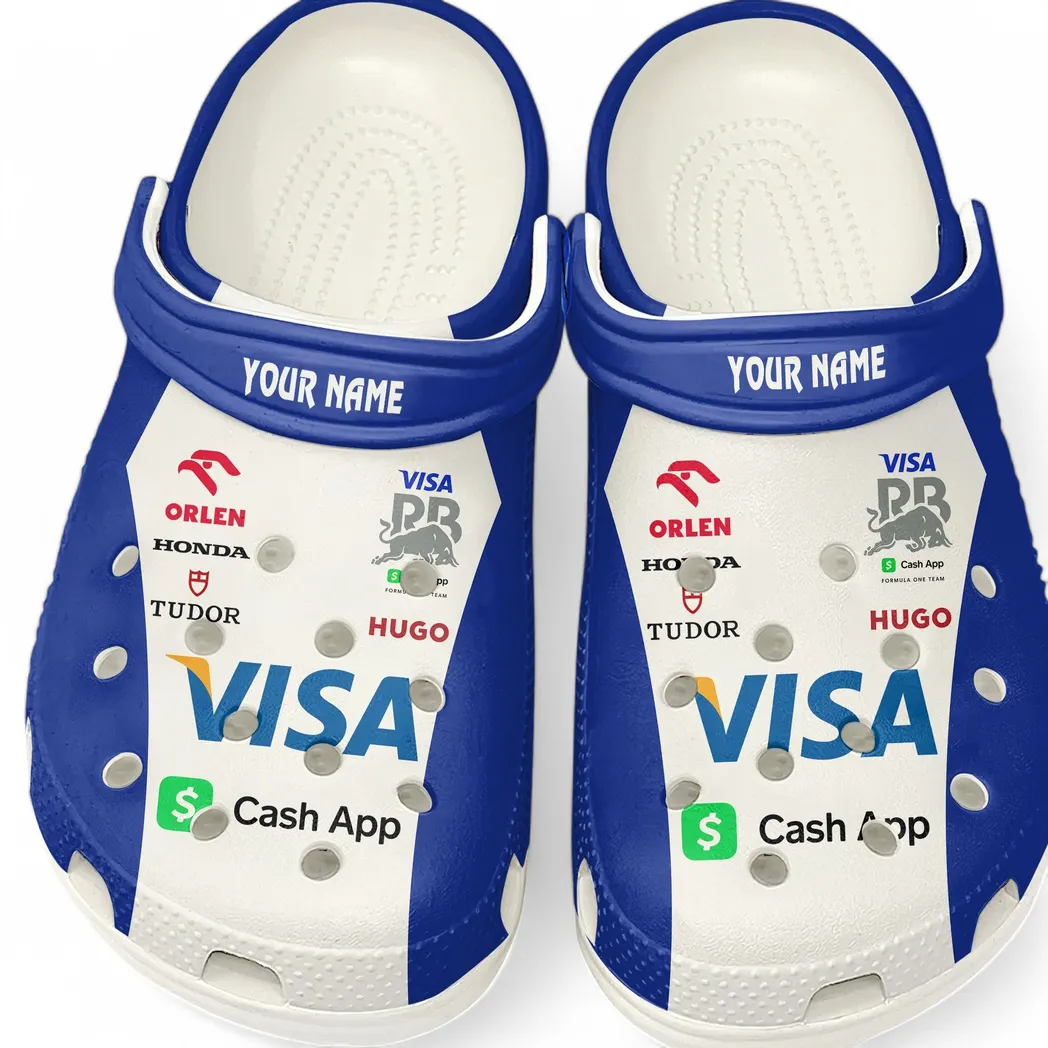 Visa Cash App RB Crocs, All Over Print Crocs Clogs Visa Cash App RB CAR421040925563 - White