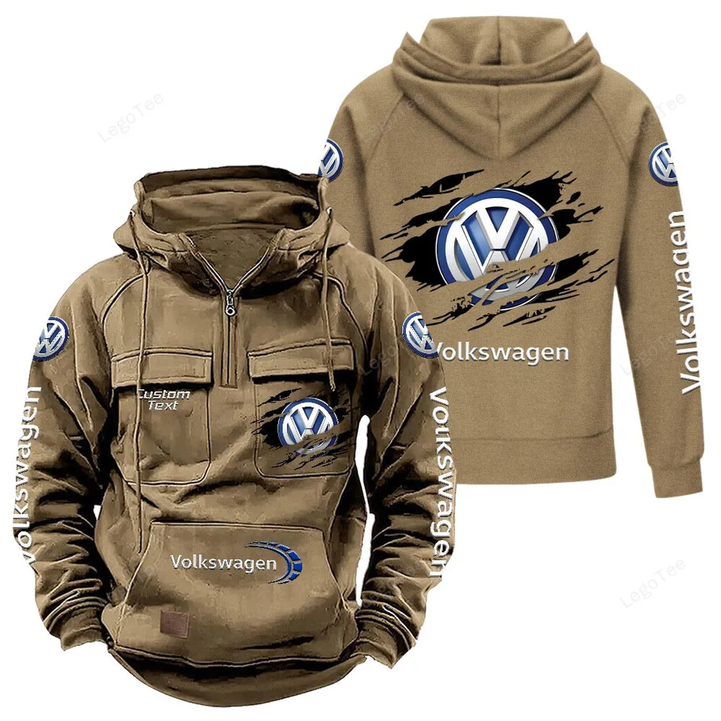 Volkswagen Tactical Quarter Zip Hoodie, Gift For Volkswagen Lovers, Gift For Him, Husband, Boyfriend - Khaki CAR122021425000-4