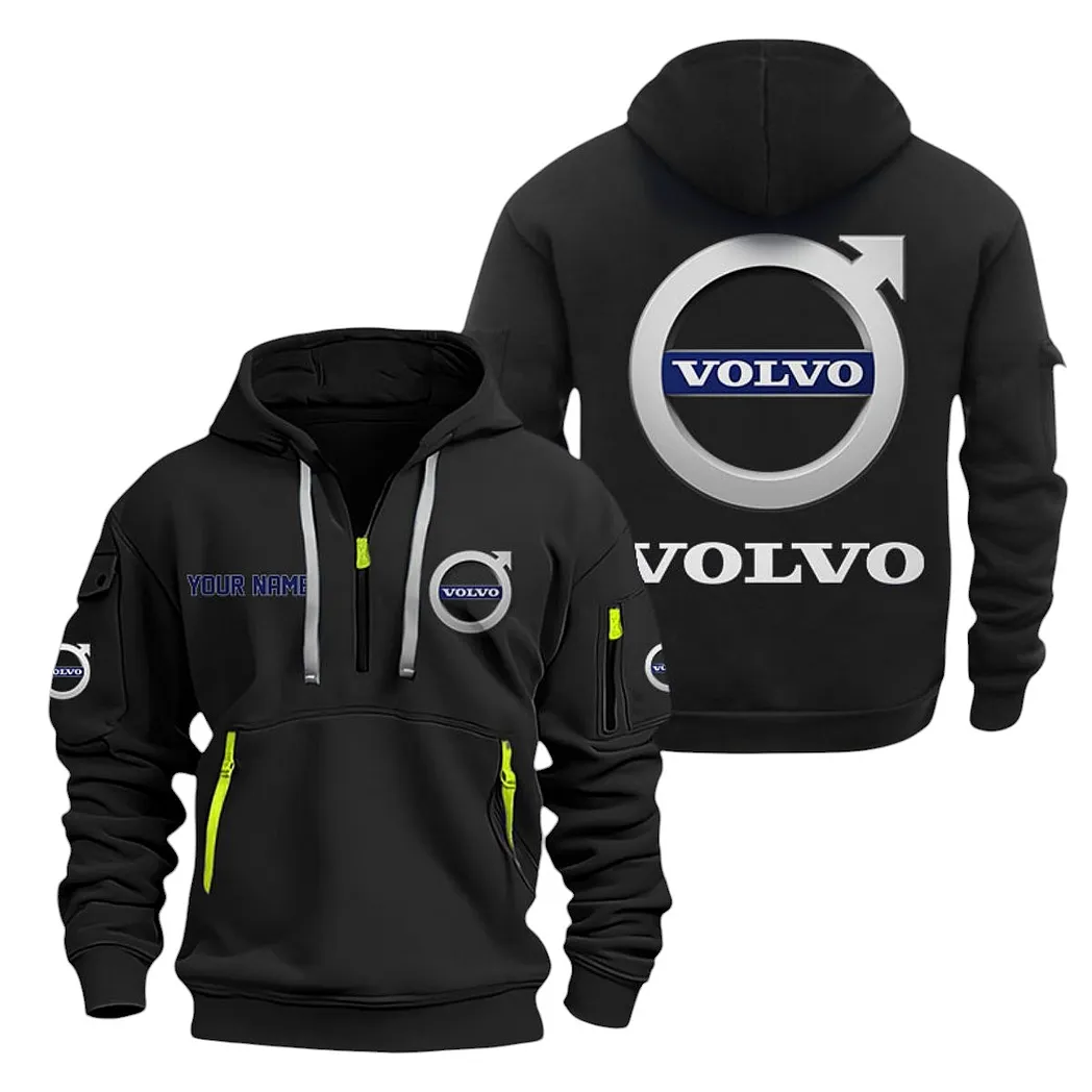 Volvo Half Zip Hoodie For Men, Gift For Volvo Lovers CAR20022125679 - Black