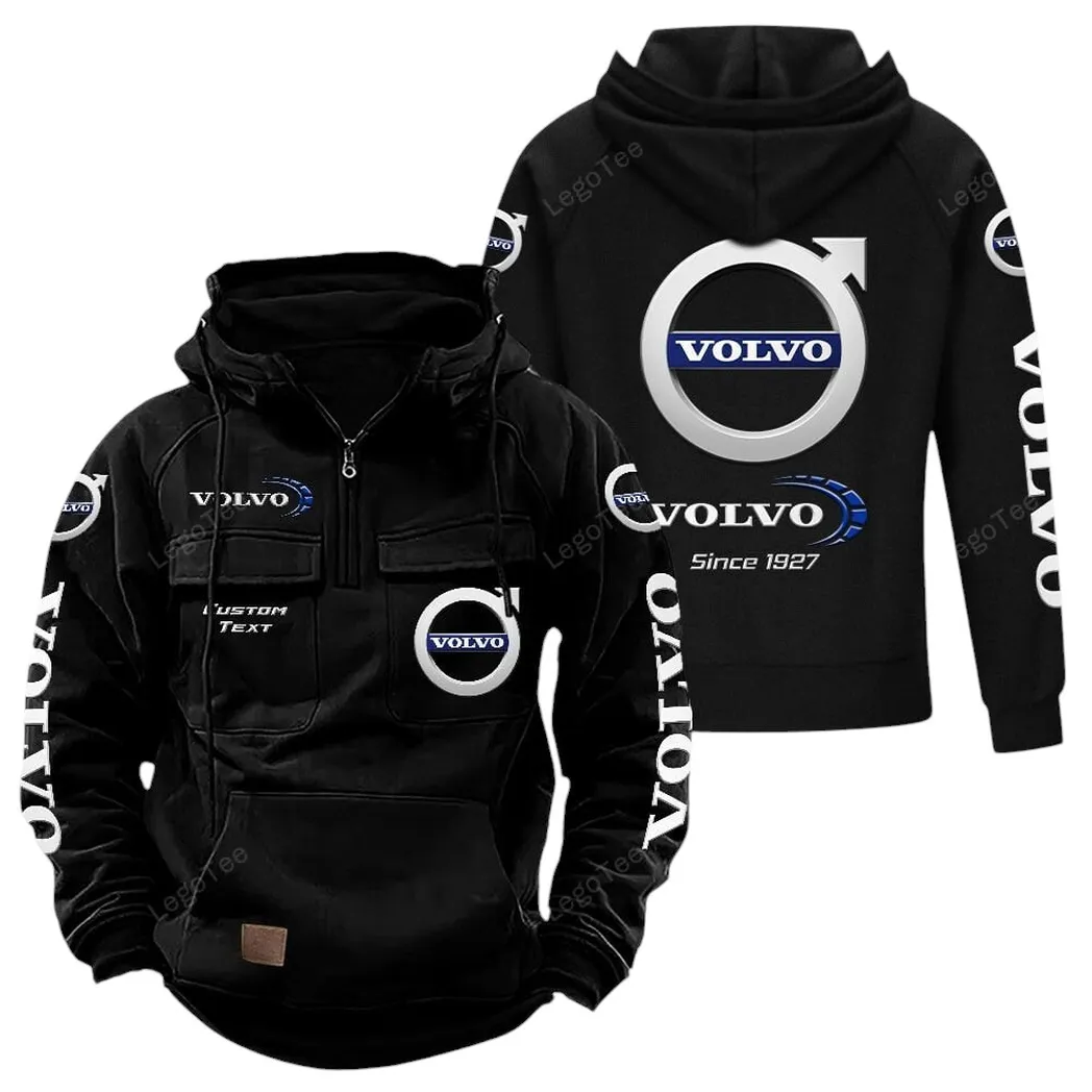 Volvo Tactical Quarter Zip Hoodie, Gift For Volvo Lovers, Gift For Him, Husband, Boyfriend - Black CAR96021425675-2