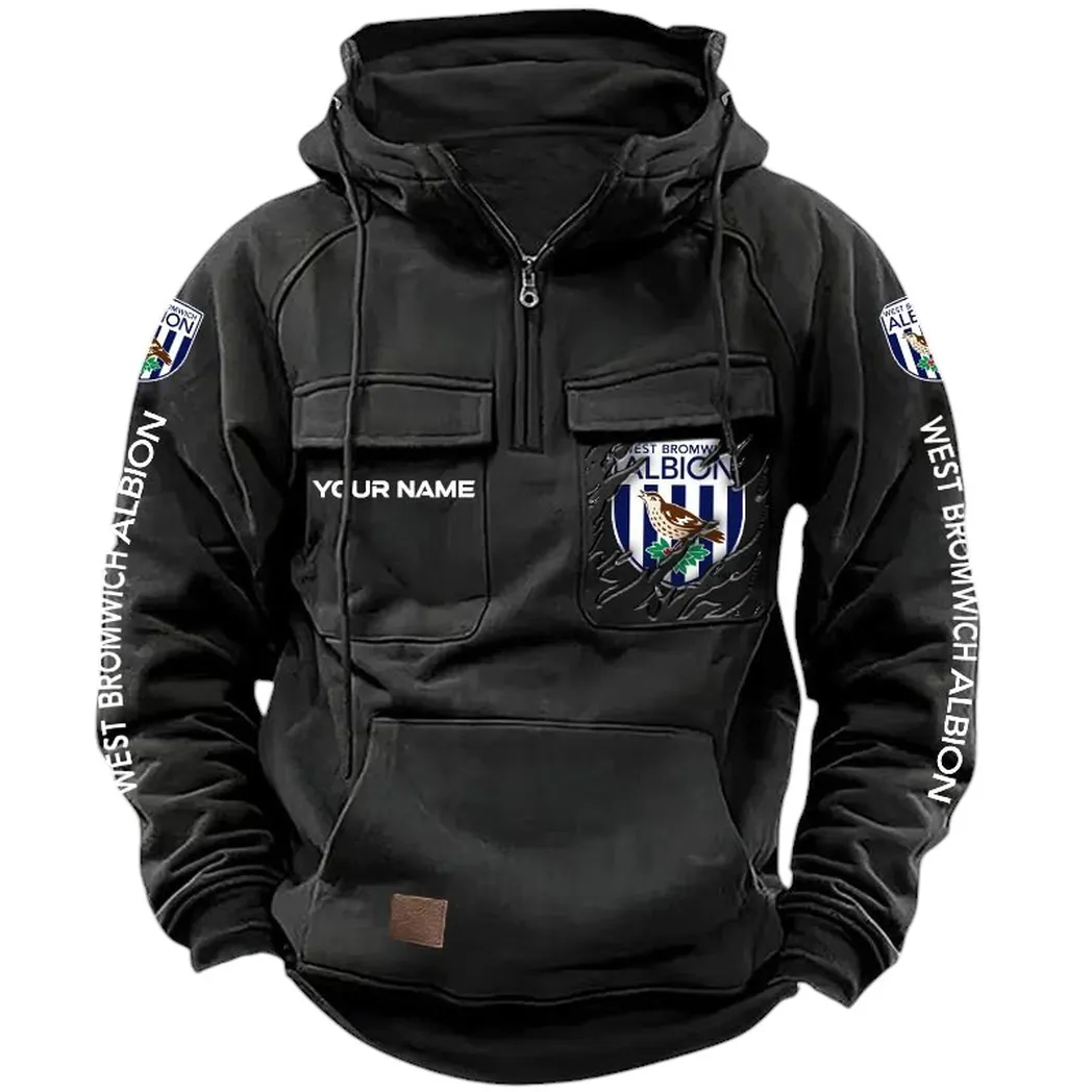 West Bromwich Albion Hoodie  Tactical Quarter Zip, All Over Print Hoodie West Bromwich Albion EPL17042625368 - Black