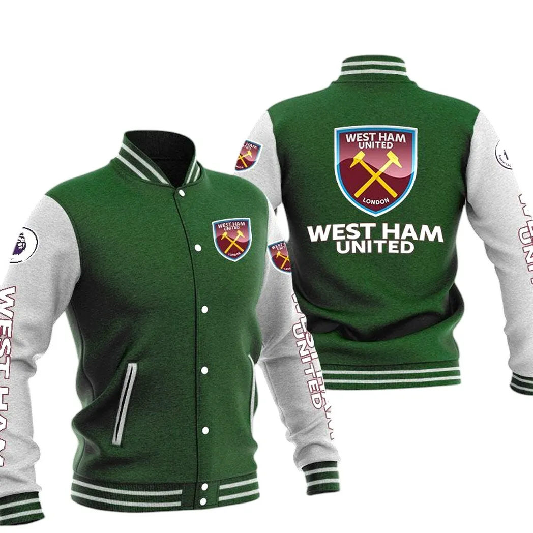 West Ham United EPL Baseball Jacket SPO1320004, Gift For Fan West Ham United - Green
