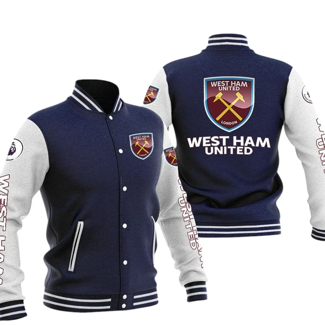 West Ham United EPL Baseball Jacket SPO1320004, Gift For Fan West Ham United - Navy