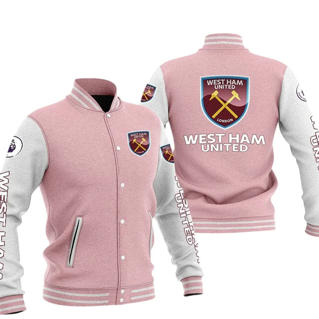 West Ham United EPL Baseball Jacket SPO1320004, Gift For Fan West Ham United - Pink