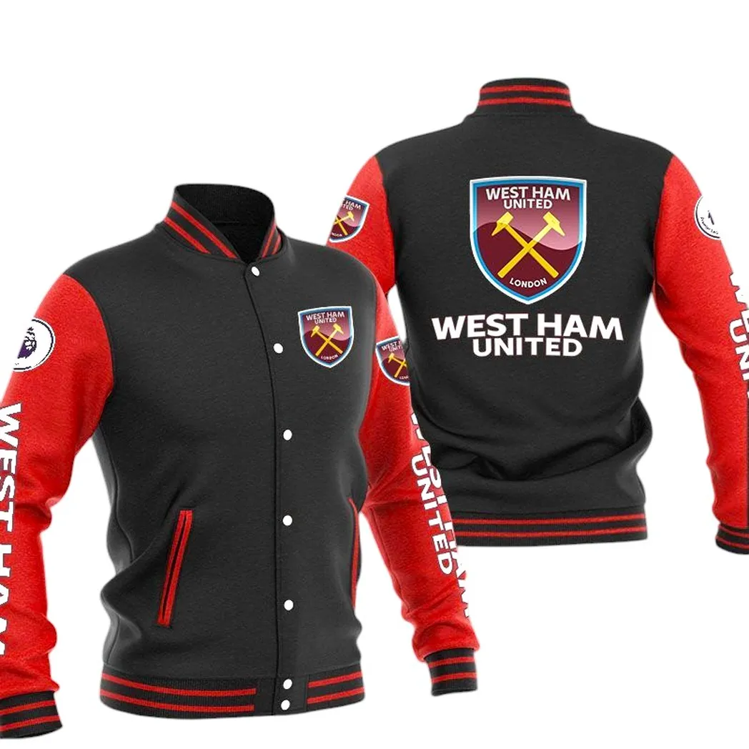 West Ham United EPL Baseball Jacket SPO1320004, Gift For Fan West Ham United - Red Black