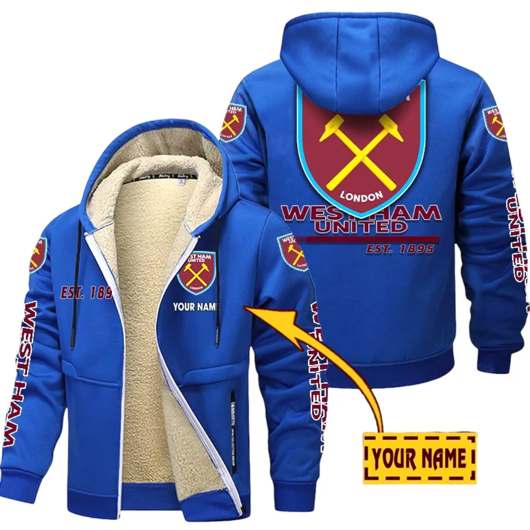 West Ham United EPL Lamb Fleece Thick Coat SPO0520008, Gift For Fan West Ham United - Blue