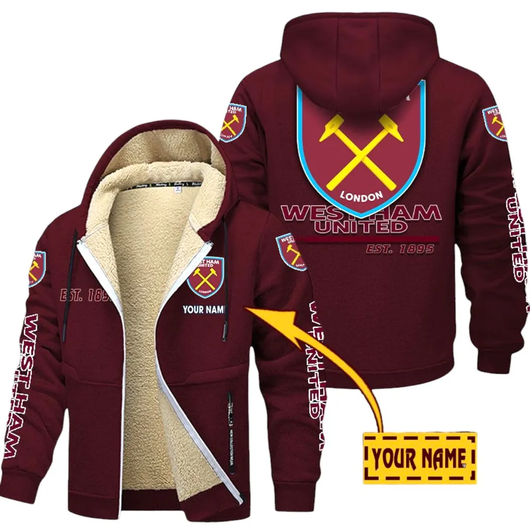 West Ham United EPL Lamb Fleece Thick Coat SPO0520008, Gift For Fan West Ham United - Burgundy