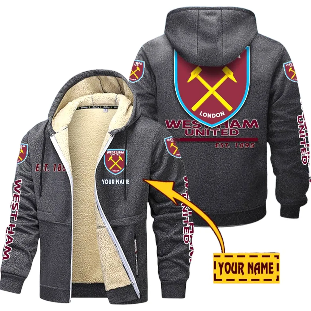 West Ham United EPL Lamb Fleece Thick Coat SPO0520008, Gift For Fan West Ham United - Dark Gray