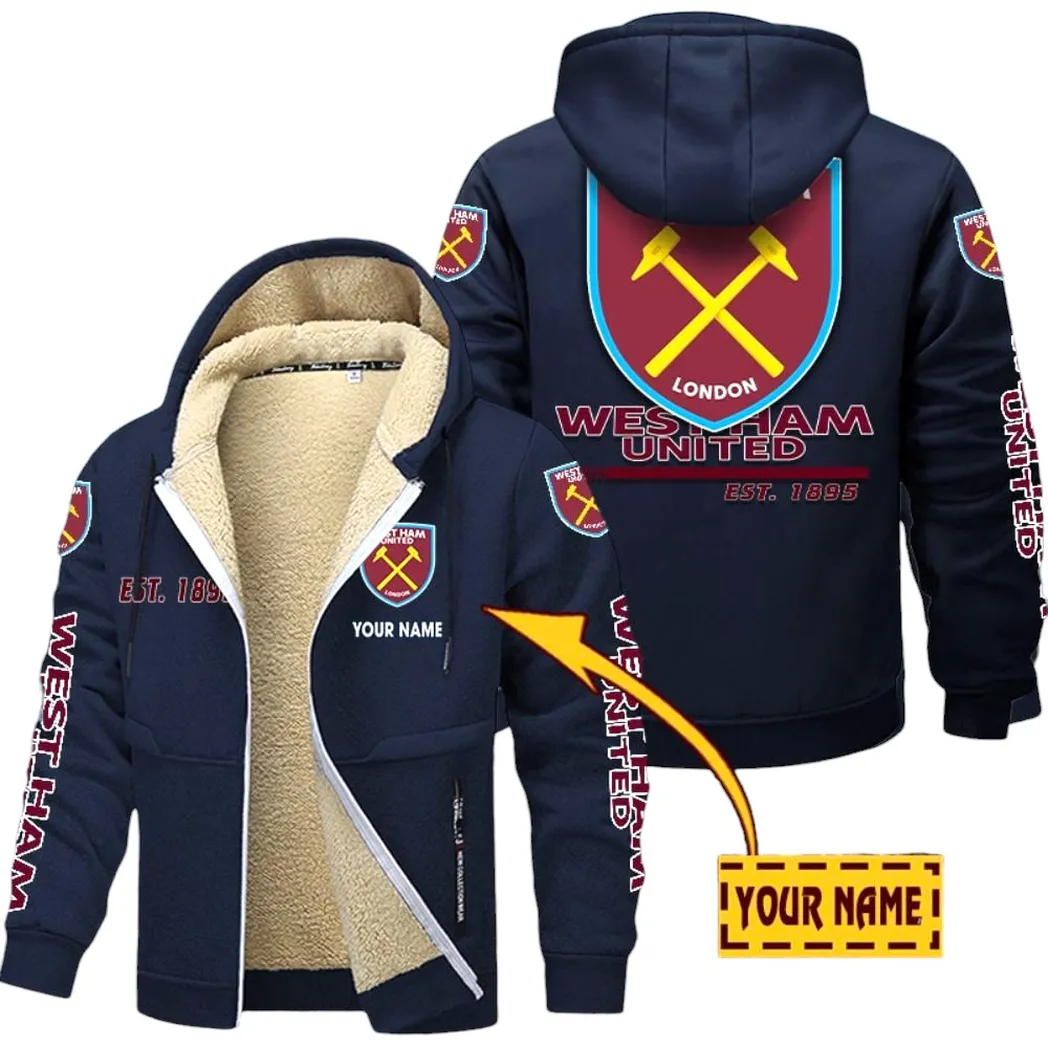 West Ham United EPL Lamb Fleece Thick Coat SPO0520008, Gift For Fan West Ham United - Navy