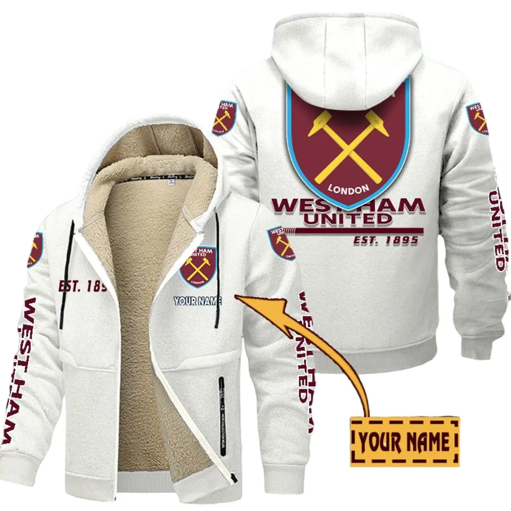 West Ham United EPL Lamb Fleece Thick Coat SPO0520008, Gift For Fan West Ham United - White