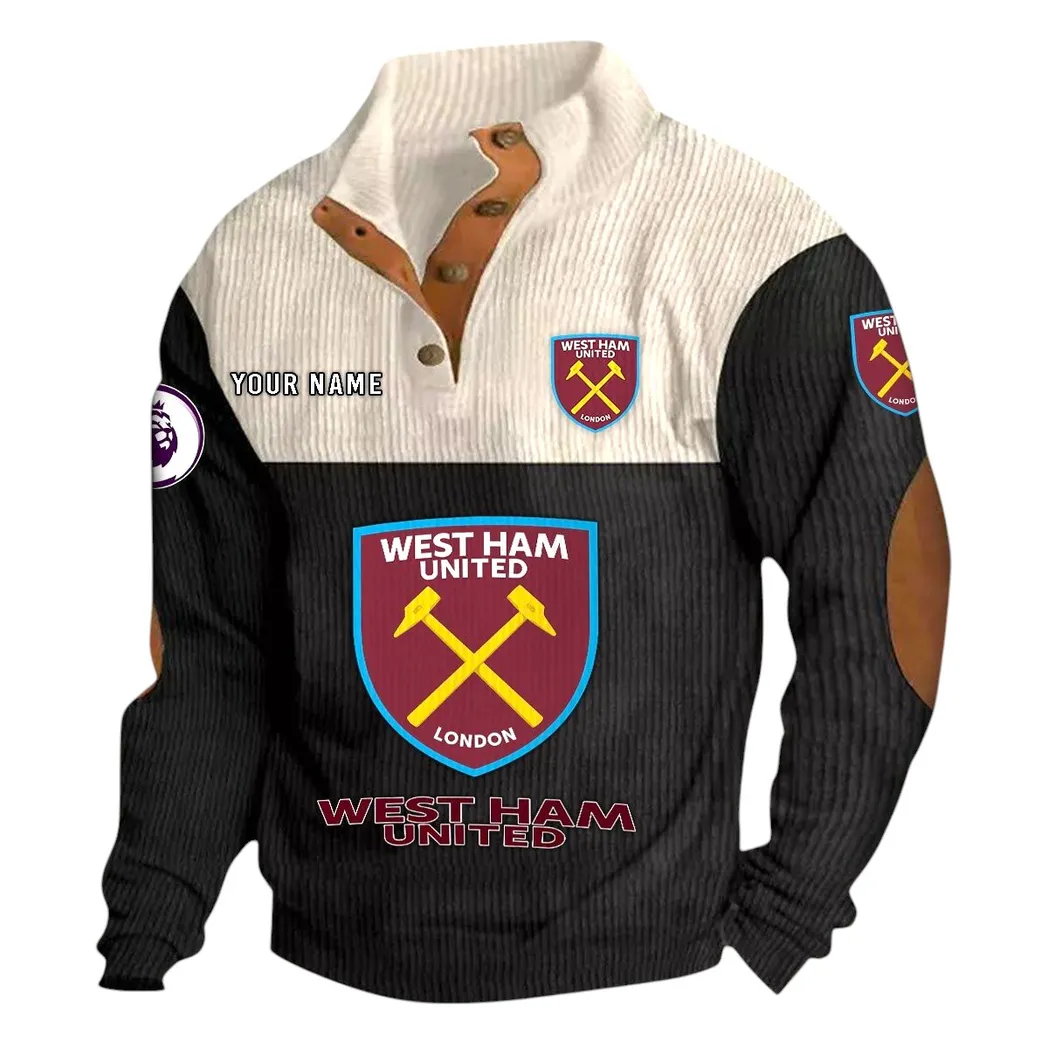 West Ham United  EPL Stand Up Collar Base Shirt SPO0820016, Gift For Fan West Ham United  - Black