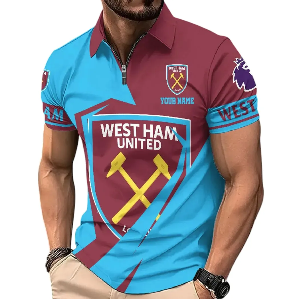 West Ham United EPL Zipper Polo Shirt SPO0713031, Gift For Fan West Ham United