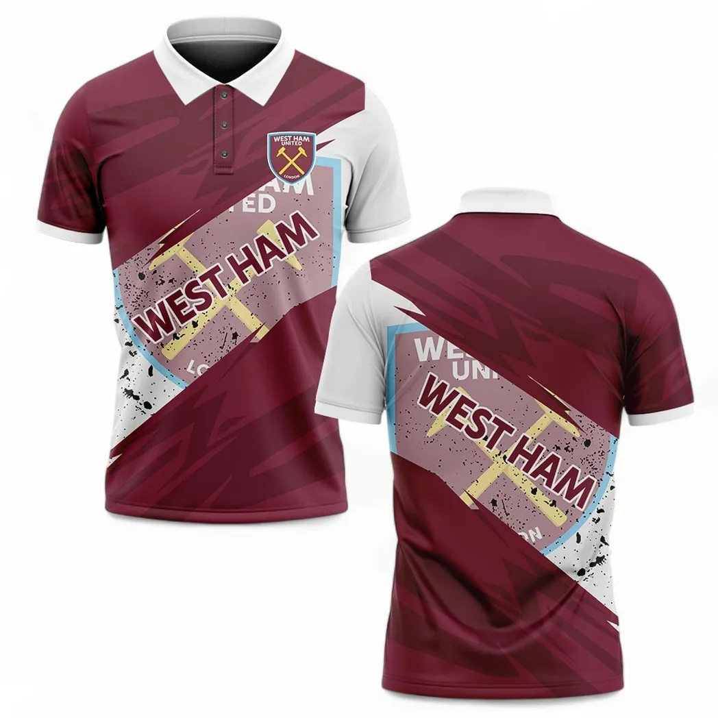 West Ham United Polo Shirt, All Over Print Polo Shirt West Ham United EPL2104232515