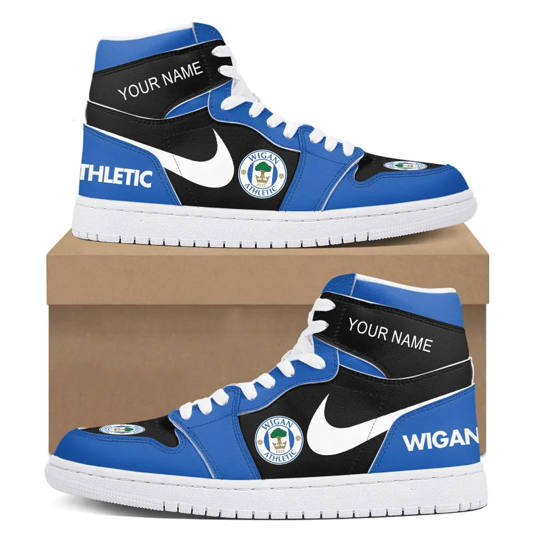 Wigan Athletic Air Jordan 1 High Sneakers, Nike Sneakers For Wigan Athletic Fans EPL16042525676