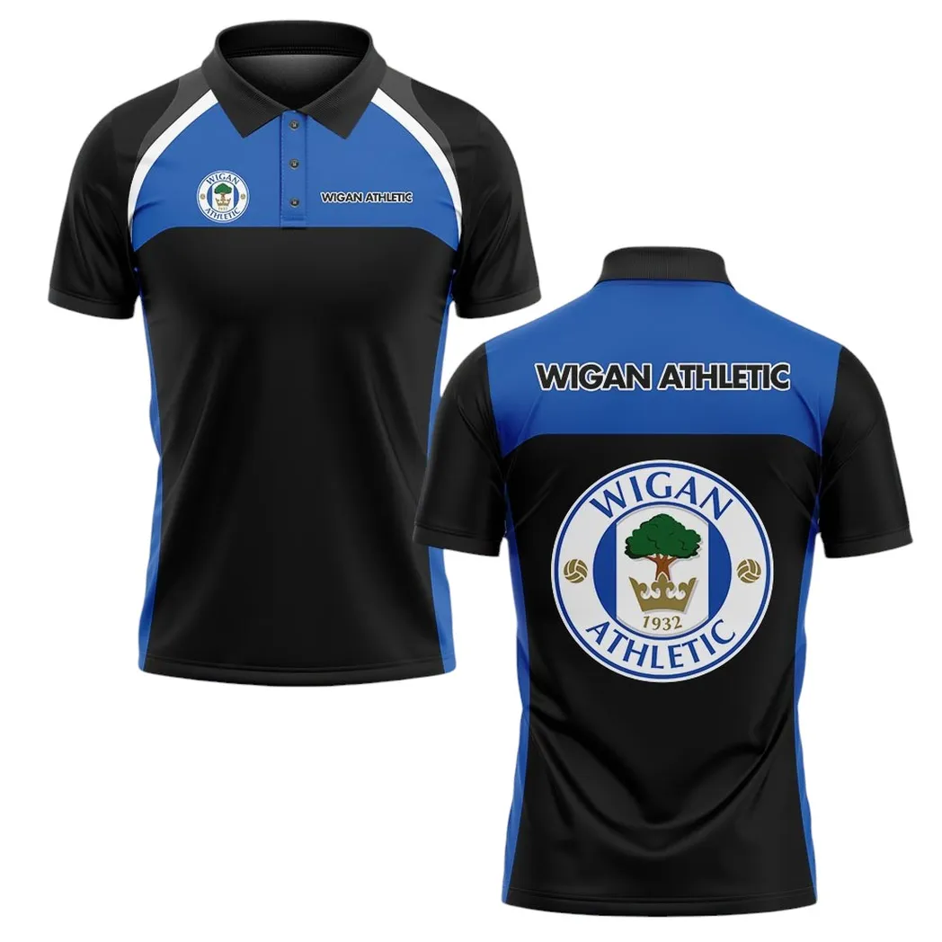 Wigan Athletic Polo Shirt Classic Style Black EPL22042525478
