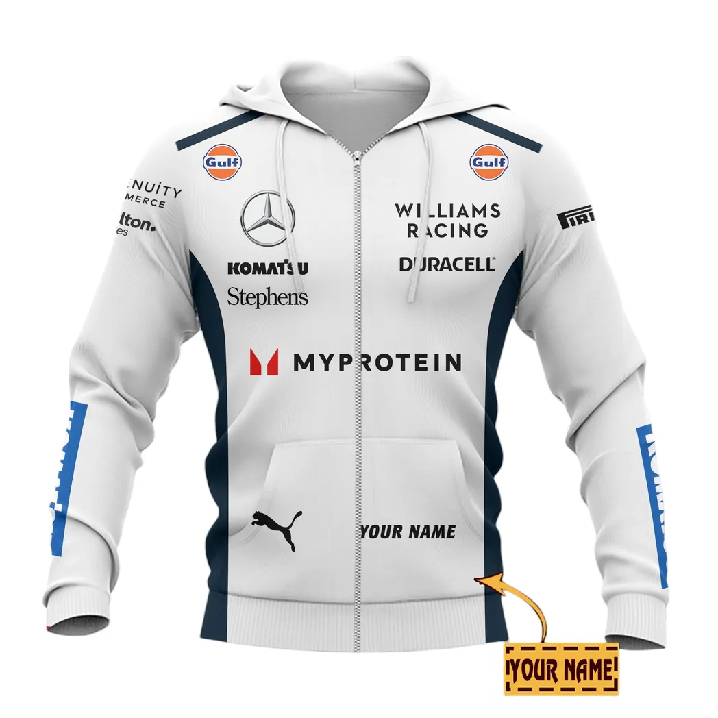 Williams Racing Zipper Hoodie, All Over Print Zipper Hoodie Williams Racing CAR41304142509