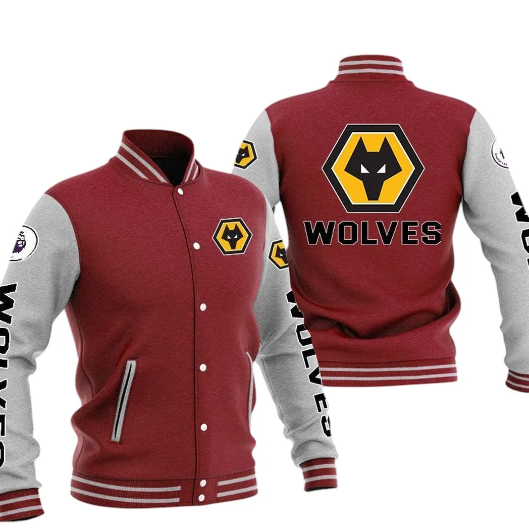 Wolverhampton Wanderers EPL Baseball Jacket SPO1320016, Gift For Fan Wolverhampton Wanderers - Burgundy