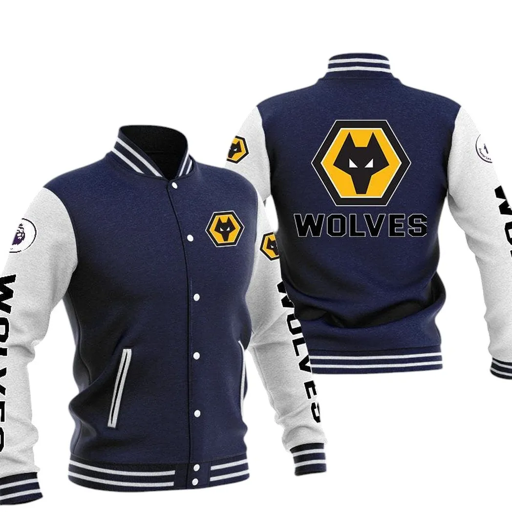 Wolverhampton Wanderers EPL Baseball Jacket SPO1320016, Gift For Fan Wolverhampton Wanderers - Navy