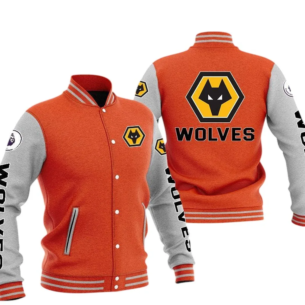 Wolverhampton Wanderers EPL Baseball Jacket SPO1320016, Gift For Fan Wolverhampton Wanderers - Orange