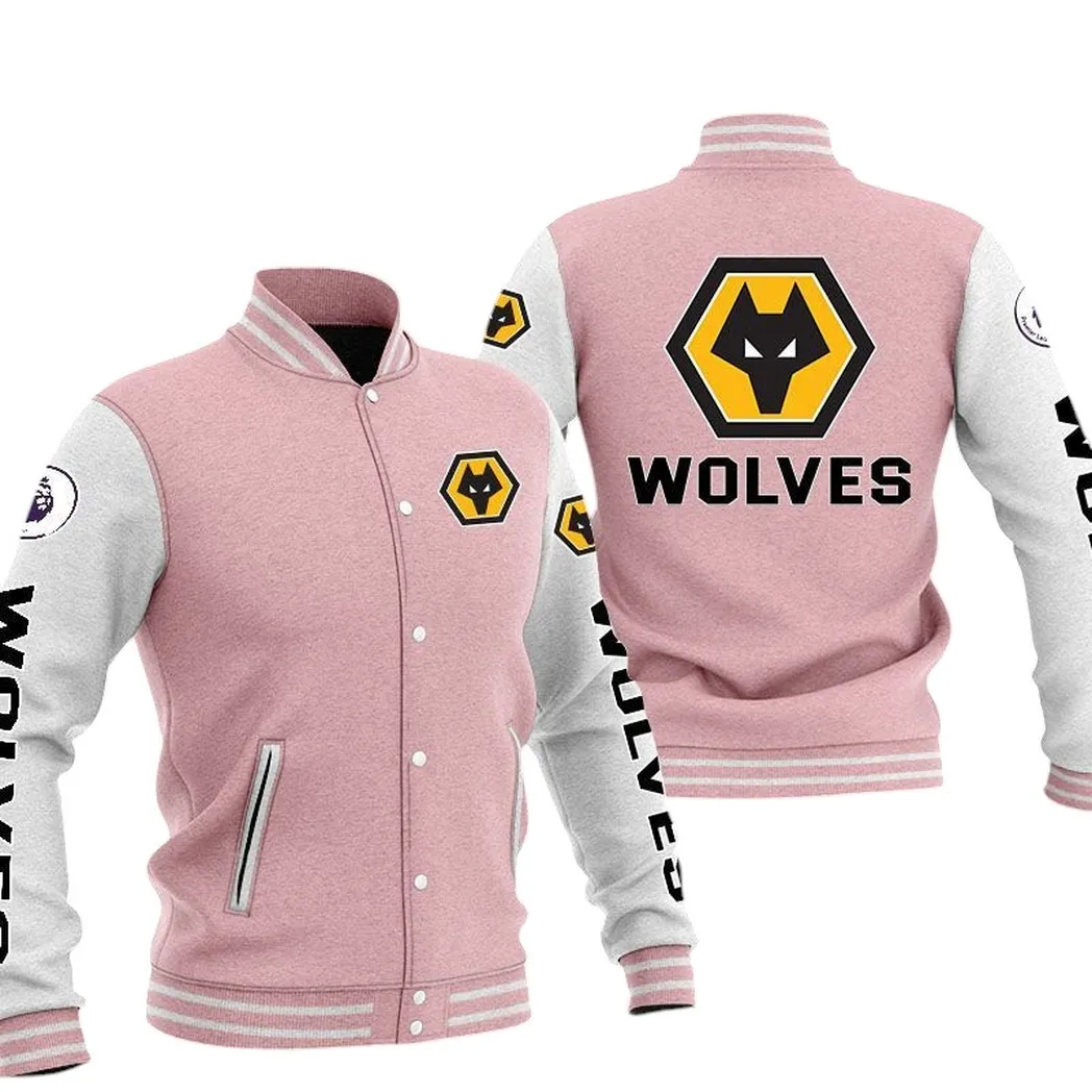 Wolverhampton Wanderers EPL Baseball Jacket SPO1320016, Gift For Fan Wolverhampton Wanderers - Pink