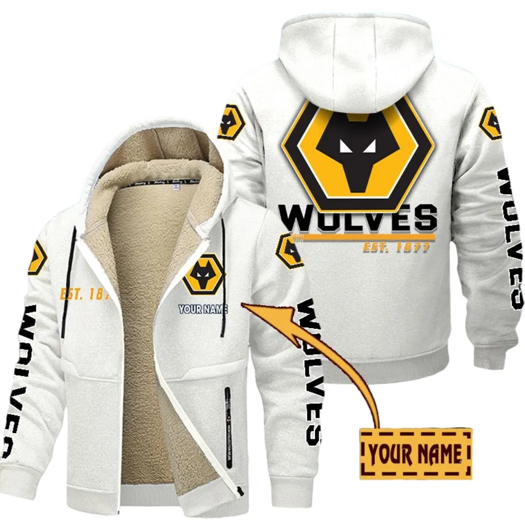 Wolverhampton Wanderers EPL Lamb Fleece Thick Coat SPO0520020, Gift For Fan Wolverhampton Wanderers - White