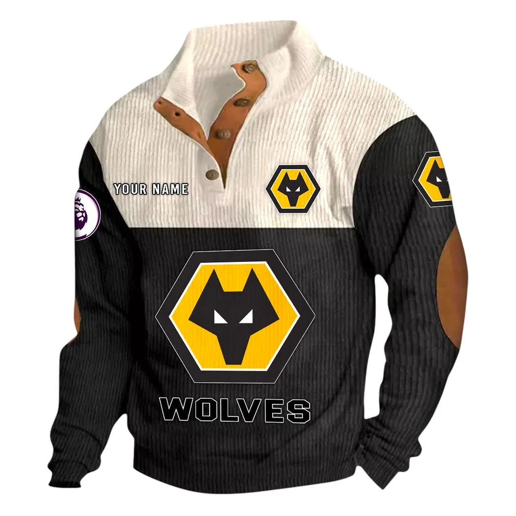 Wolverhampton Wanderers  EPL Stand Up Collar Base Shirt SPO0820014, Gift For Fan Wolverhampton Wanderers  - Black