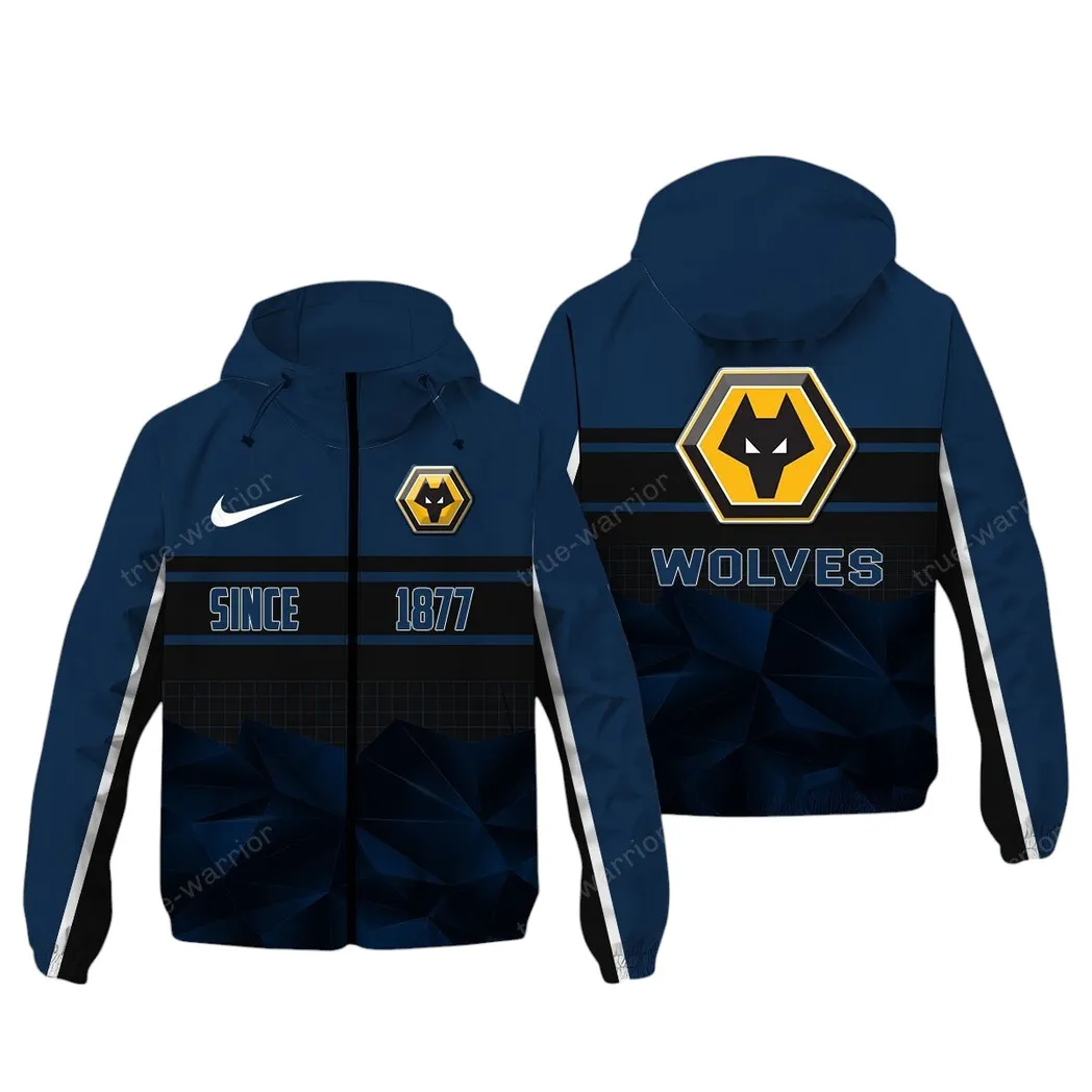 Wolverhampton Wanderers EPL Windbreaker Jacket SPO0720021, Gift For Fan Wolverhampton Wanderers - Navy