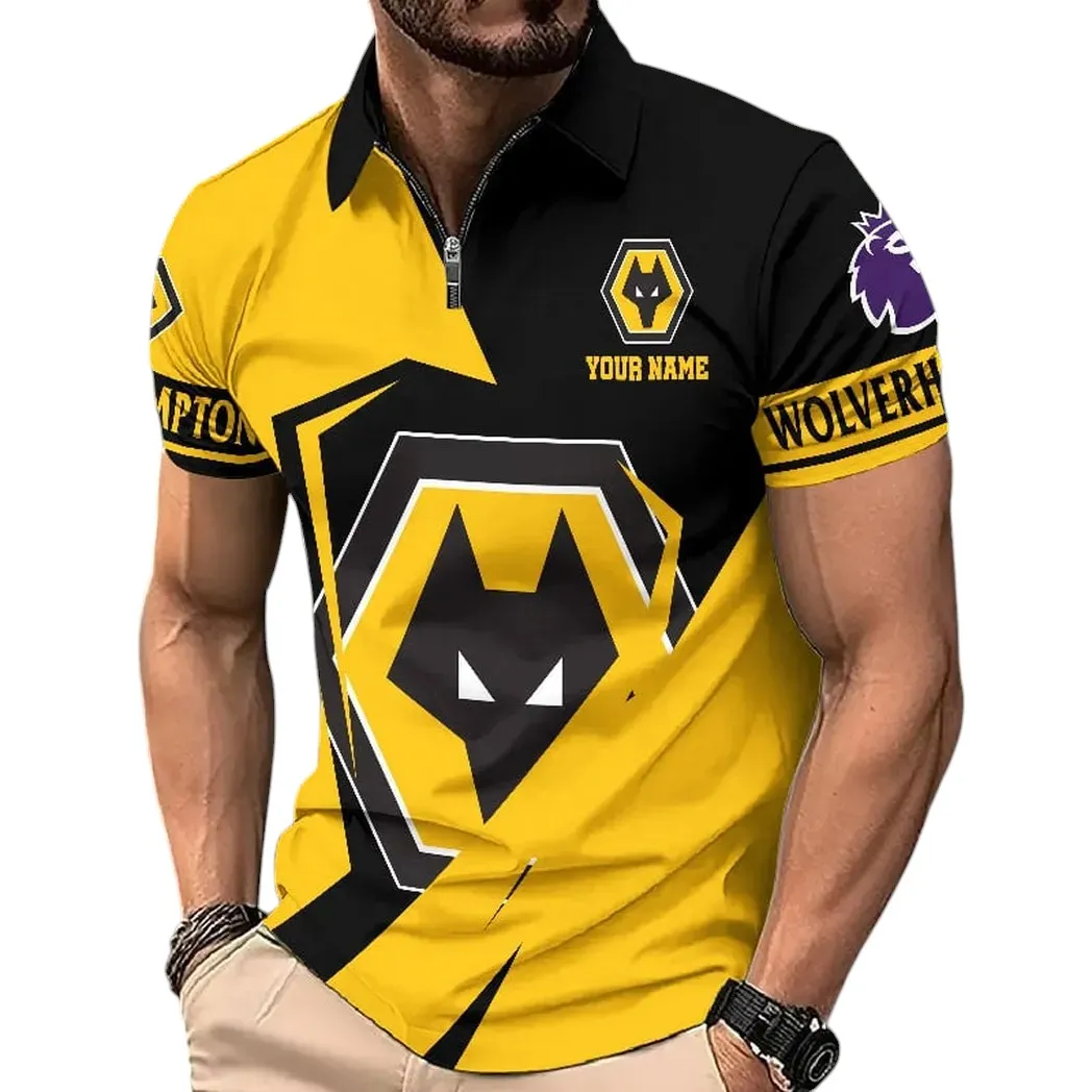 Wolverhampton Wanderers EPL Zipper Polo Shirt SPO0713037, Gift For Fan Wolverhampton Wanderers