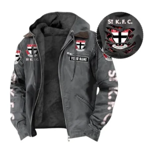 St Kilda Hooded And Flannel Hoodie, All Over Print Hoodie For St Kilda AFL105060925112 - Gray