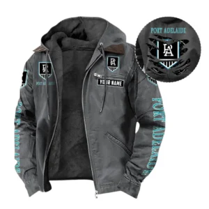 Port Adelaide Hooded And Flannel Hoodie, All Over Print Hoodie For Port Adelaide AFL105060925118 - Gray