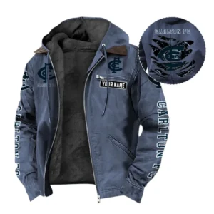 Carlton Hooded And Flannel Hoodie, All Over Print Hoodie For Carlton AFL105060925121 - Navy Blue