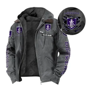 Fremantle Hooded And Flannel Hoodie, All Over Print Hoodie For Fremantle AFL105060925127 - Gray