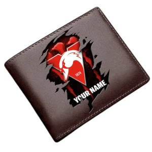 Sydney Swans Horizontal Leather Wallet, All Over Print Horizontal Leather Wallet  Sydney Swans DAFL1196232035 - Brown
