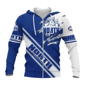 North Melbourne Zipper Hoodie, All Over Print Zipper Hoodie North Melbourne DAFL1336252027
