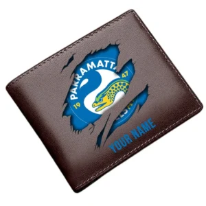 Parramatta Eels Horizontal Leather Wallet, All Over Print Horizontal Leather Wallet  Parramatta Eels DNRL1092562031 - Brown