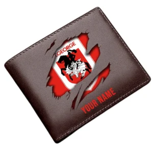 St George Illawarra Dragons Horizontal Leather Wallet, All Over Print Horizontal Leather Wallet  St George Illawarra Dragons DNRL1092562037 - Brown